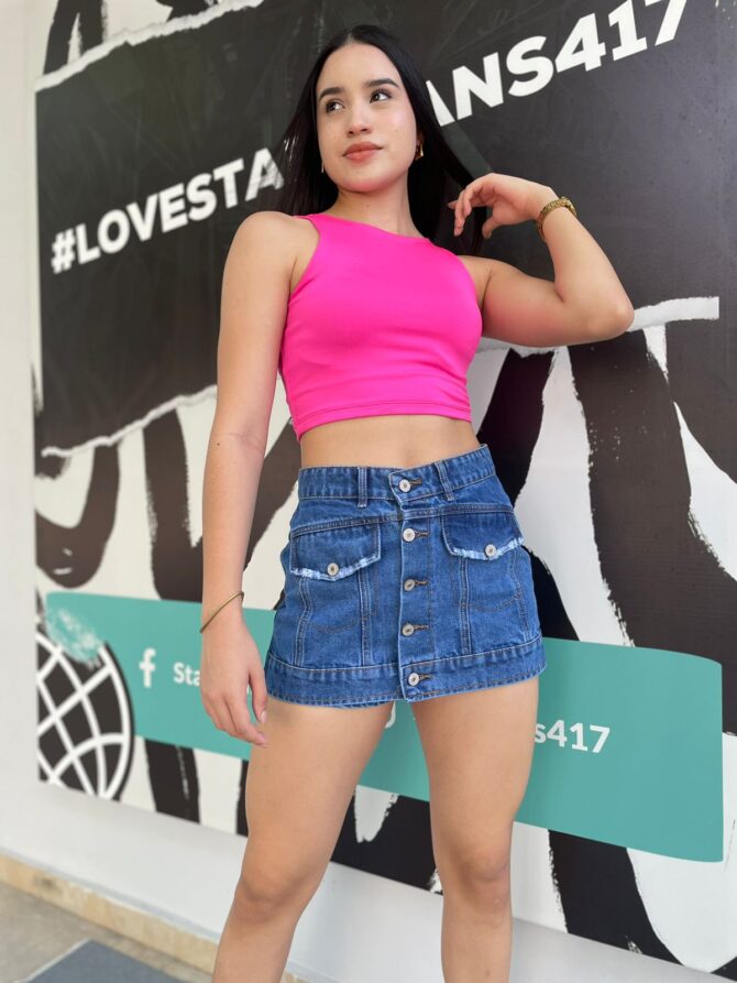 falda short dama botones