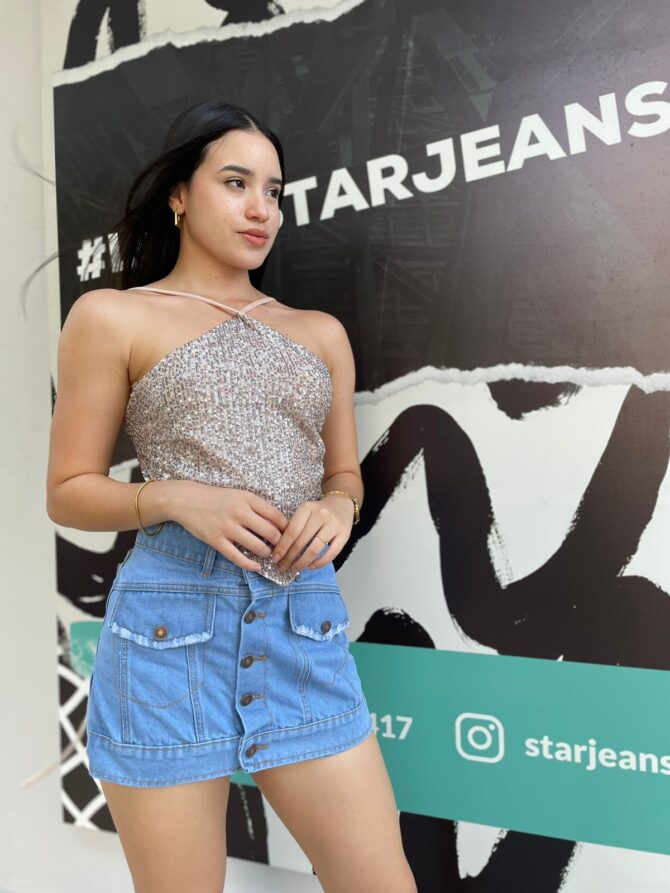 falda short dama botones