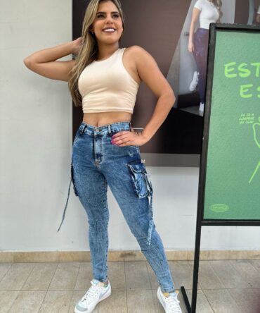 jeans dama tipo cargo ref 14233