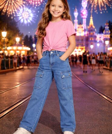 jean rigido tipo cargo de niña ref 16108